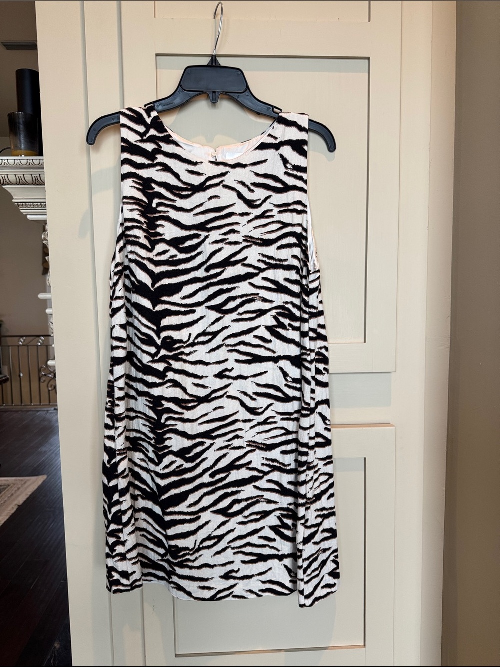 H & M Sleeveless Zebra Print Shift Dress - Black and White